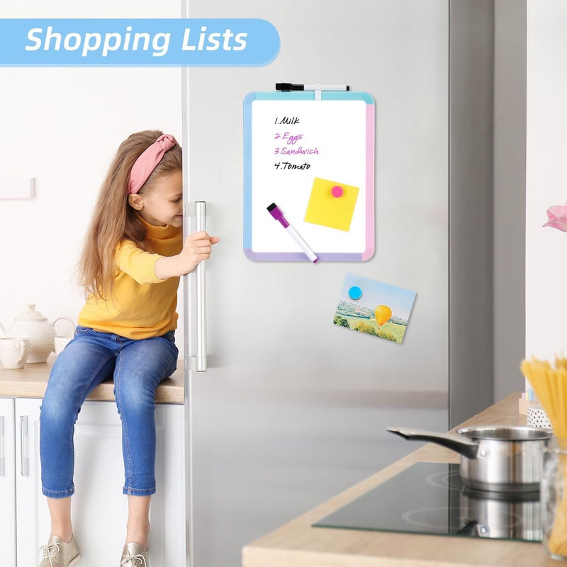VUSIGN Small White Board Dry Erase, 8.5'' x 11'' Magnetic Dry Erase Board, Mini Whiteboard with Markers for Kids, Students, Fridge, Wall, Locker - Image 2